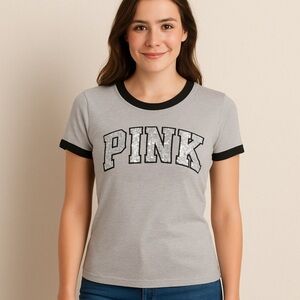 RARE! Y2K VS pink bling T-shirt, XS